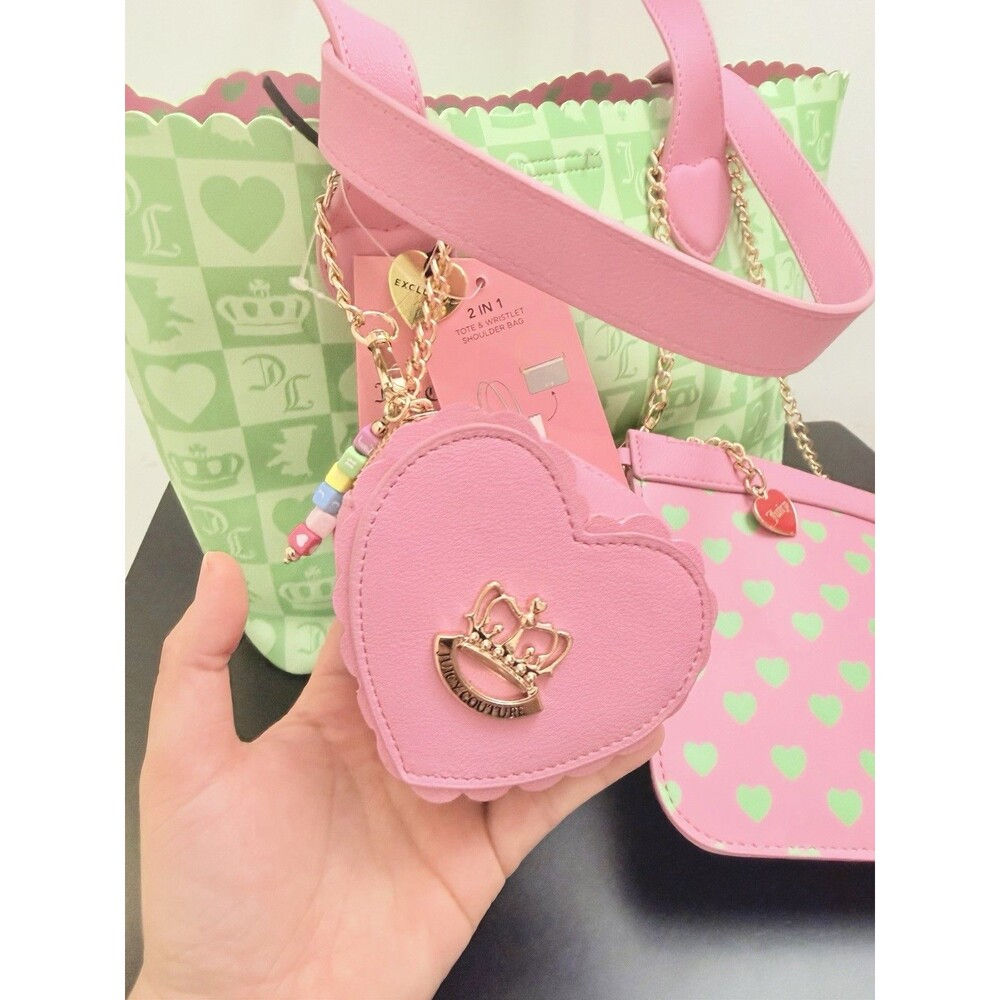 Juicy Couture Sweet Break Time 2-in-1 Tote Retro Green and Pink - Picture 7 of 11